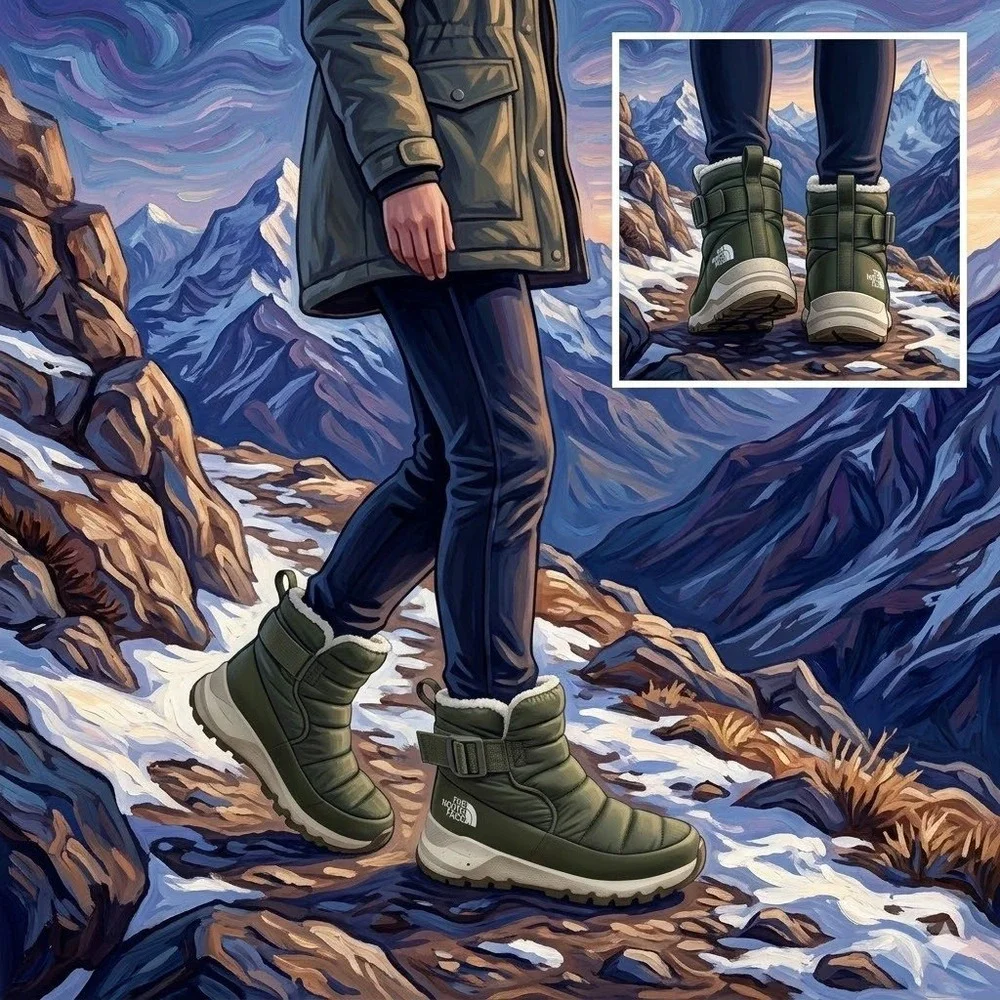 The North Face Thermoball Eco Traction Bootie Olive Green Womens 7‎ NF0A4O8U